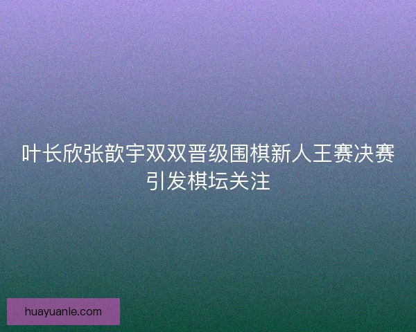 叶长欣张歆宇双双晋级围棋新人王赛决赛引发棋坛关注