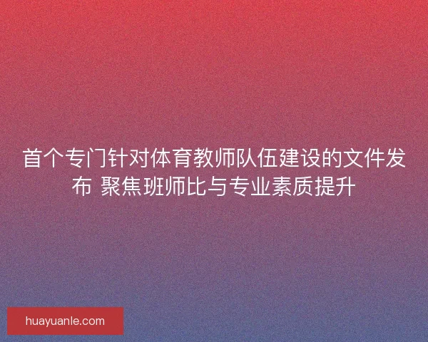 首个专门针对体育教师队伍建设的文件发布 聚焦班师比与专业素质提升