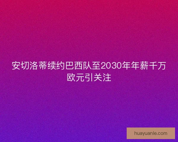 安切洛蒂续约巴西队至2030年年薪千万欧元引关注