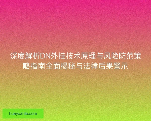 深度解析DN外挂技术原理与风险防范策略指南全面揭秘与法律后果警示
